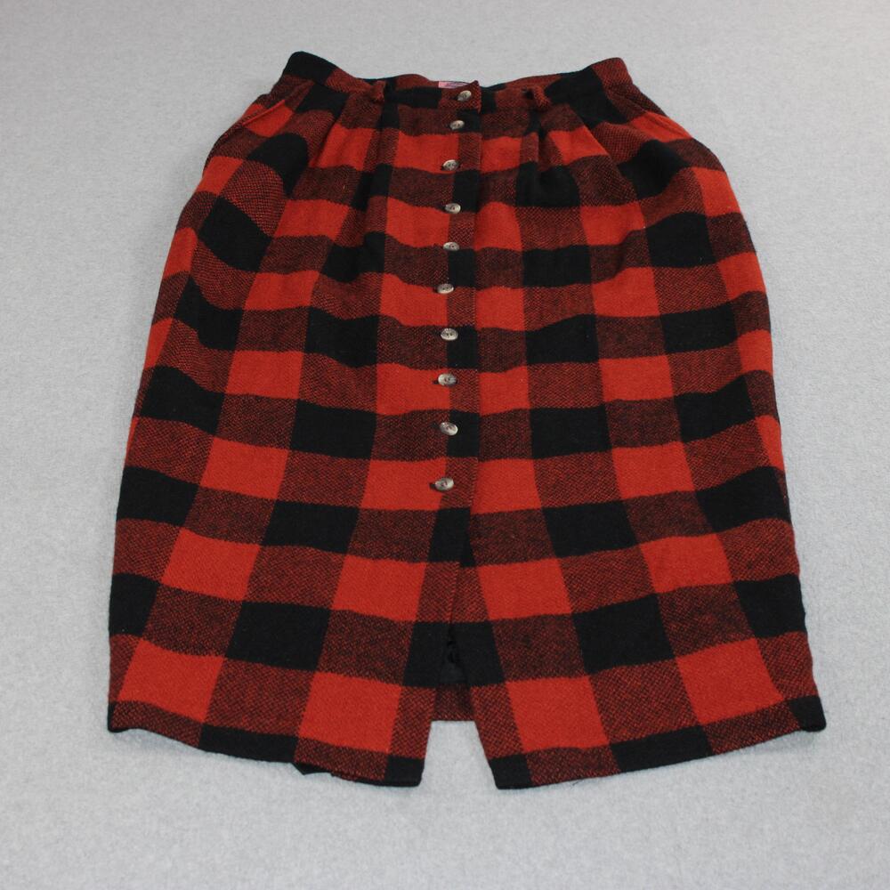 Vintage Cambridge Country Store Skirt Women Red Buffalo Check Flannel Heritage